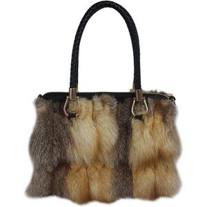 Fosrion Luxury Real Fox Fur Handbag For Women Ladies Furry Shoulder Bag